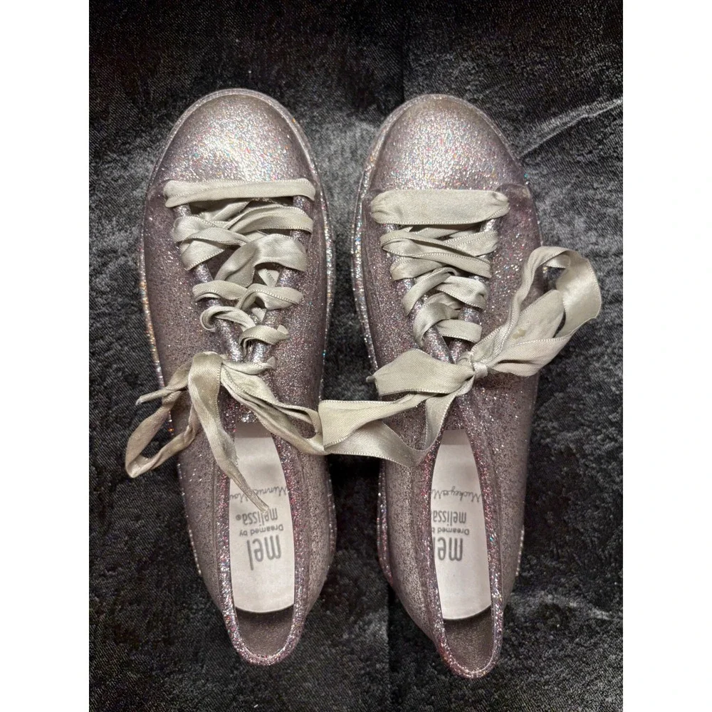 Melissa Be Disney Mickey Minnie‎ Mouse Pink Glitter Jelly Sneakers Shoes Size 3